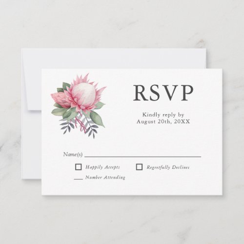 King Protea Botanical Wedding RSVP