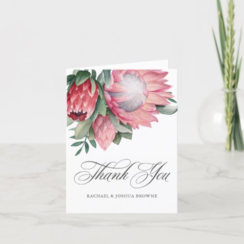 King Protea Elegant Botanical Wedding Thank You