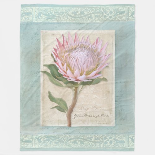 King Protea Floral Elegant Modern Vintage Chic Fleece Blanket