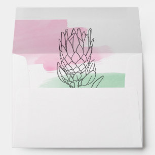 King Protea Watercolor 5x7 Wedding Invitation Envelope
