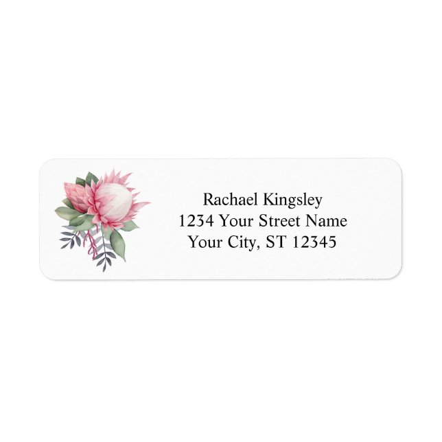 King Protea Watercolor Botanical Wedding Label (Front)