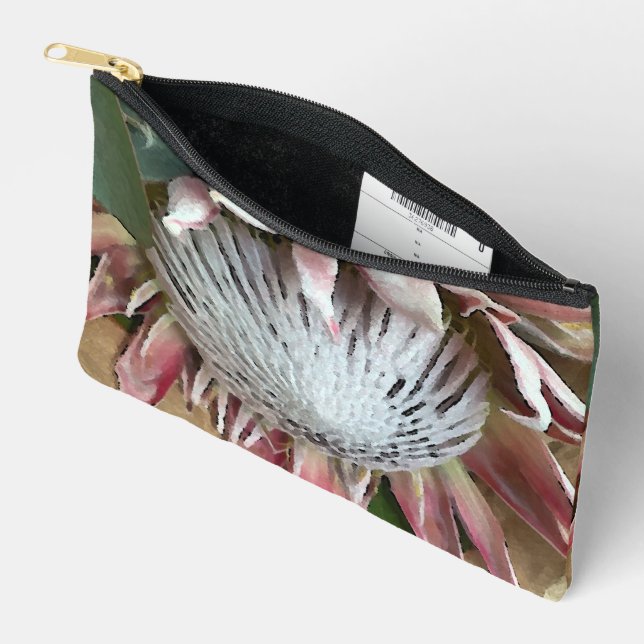 King Protea watercolor Pouch (Open)