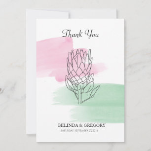 King Protea Watercolor Wedding Thank You Card