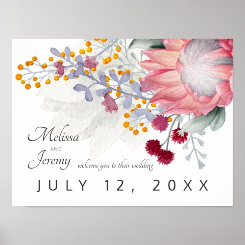 King Protea Wedding Welcome Poster
