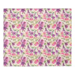 King Purple Pink Roses Floral Flowers Duvet Cover