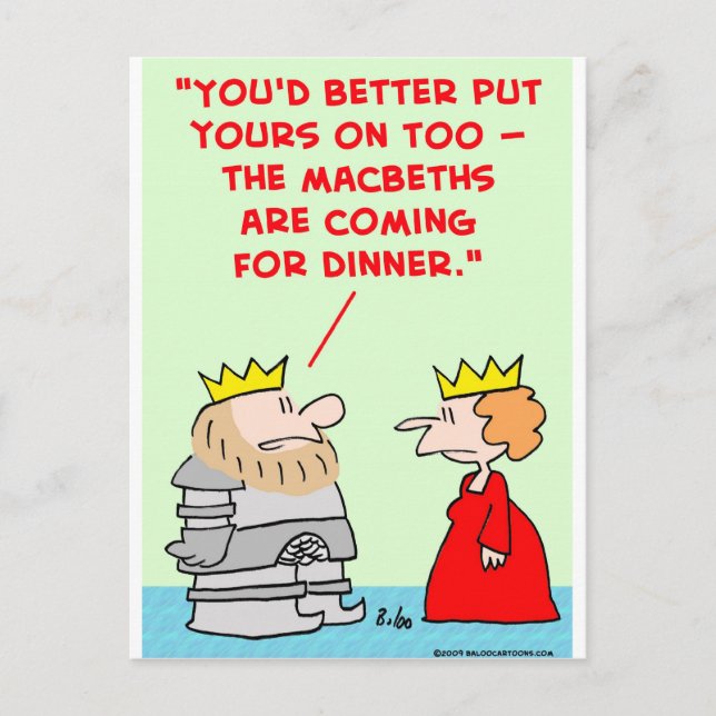 king queen armor macbeths dinner shakespeare postcard (Front)