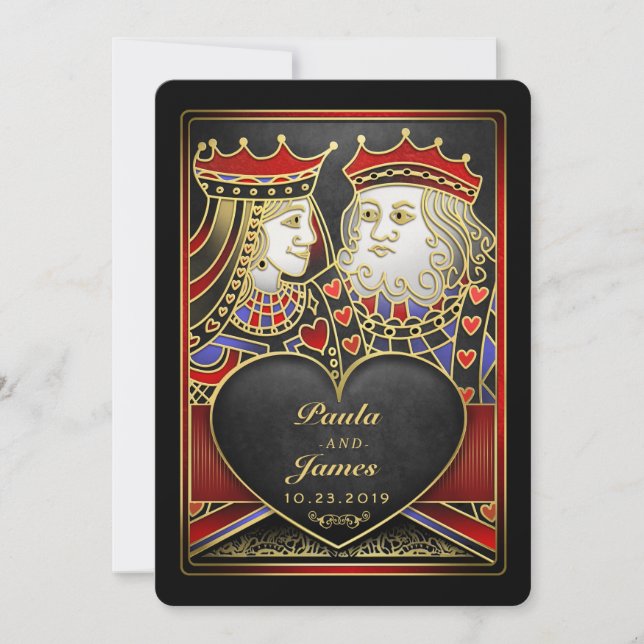 King & Queen Black Gold Vegas Together With Invite (Front)
