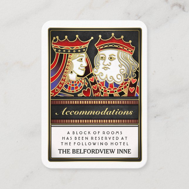 King & Queen Black Red Accommodations 2.5 x 3.5 Enclosure Card (Front)