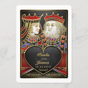 King & Queen Black  Red & Gold Vegas Invitation by juliea2010 at Zazzle