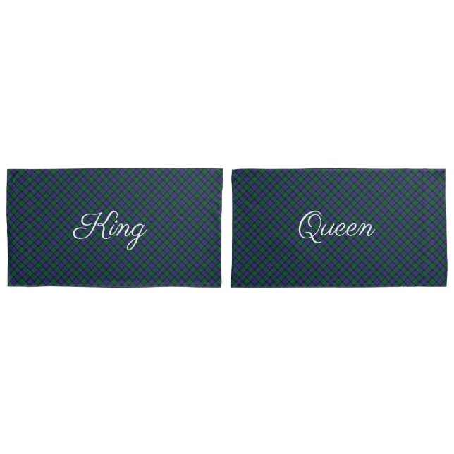 King Queen Blackwatch Tartan Royal Plaid Pillow Case (Front-Set)