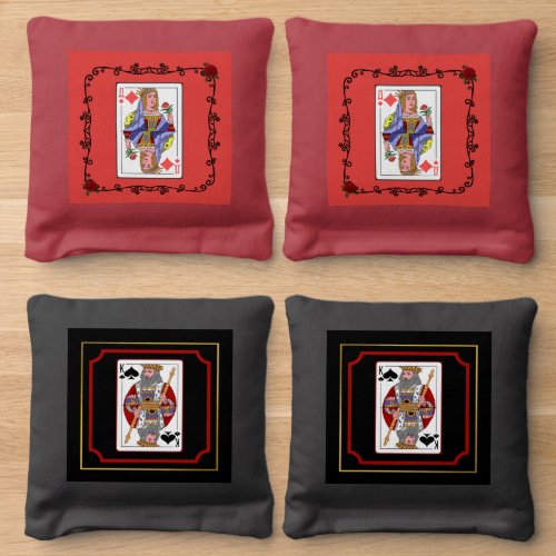 King  Queen Cards Red  Black Cornhole Bags