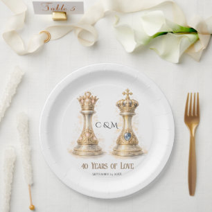 King Queen Couple 40th Wedding Anniversary Paper Plates