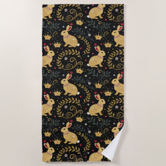 King/Queen Hearts Down the Rabbit Hoie Beach Towel