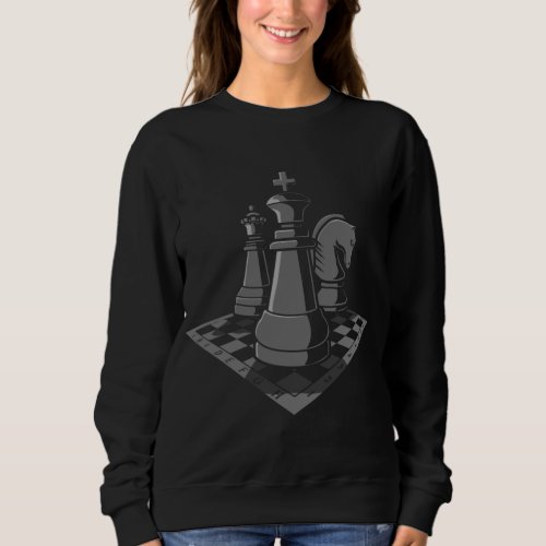 King Queen Knight Chess Pieces Chessboard Chess Sweatshirt