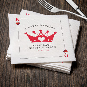King & Queen of Hearts Casino Poker Card Wedding Napkins