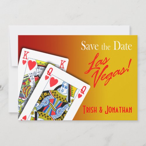 King  Queen of Hearts Las Vegas Wedding yellow Save The Date
