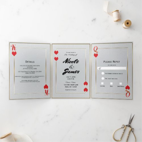 King  Queen of Hearts Playing Card Casino Wedding