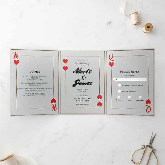 King & Queen of Hearts Playing Card Casino Wedding (Inside)