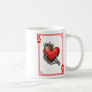 King Queen Of Hearts Playing Card Couple Matching Coffee Mug