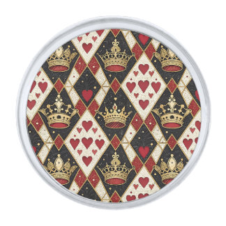 King & Queen of Hearts Silver Finish Lapel Pin