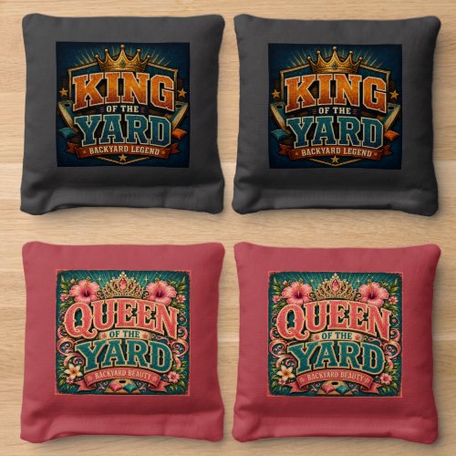 King &amp; Queen of the Backyard Cornhole Set Bags