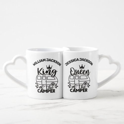 King  Queen Of The Camper w crowns custom names Coffee Mug Set