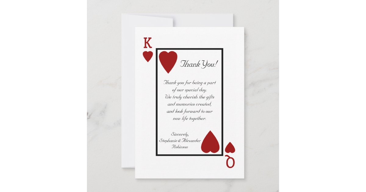 King/Queen Playing Card Thank You Notes | Zazzle