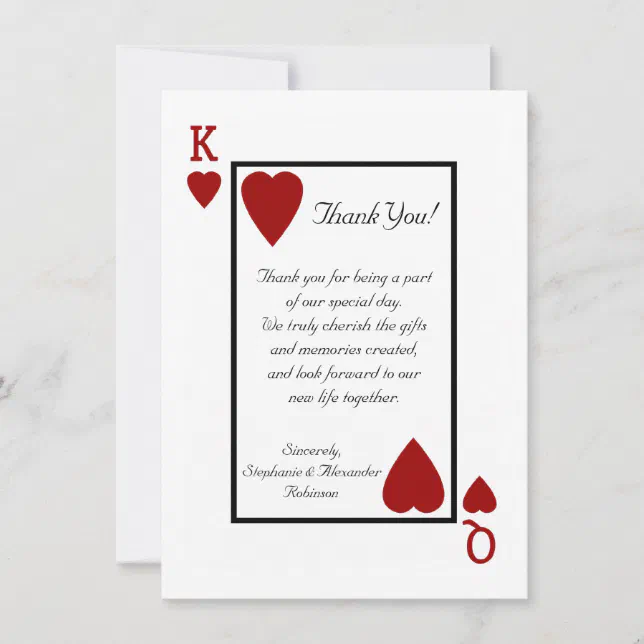 King/Queen Playing Card Thank You Notes | Zazzle