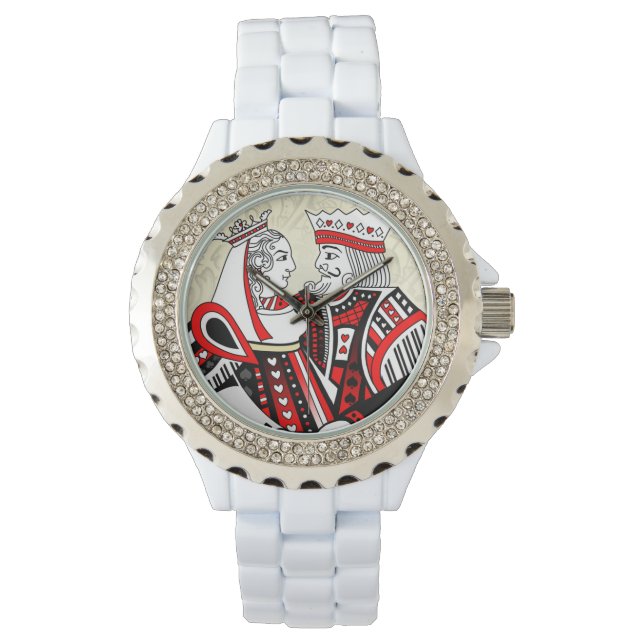 King & Queen Playing Cards Custom Ladies Watch (Front)