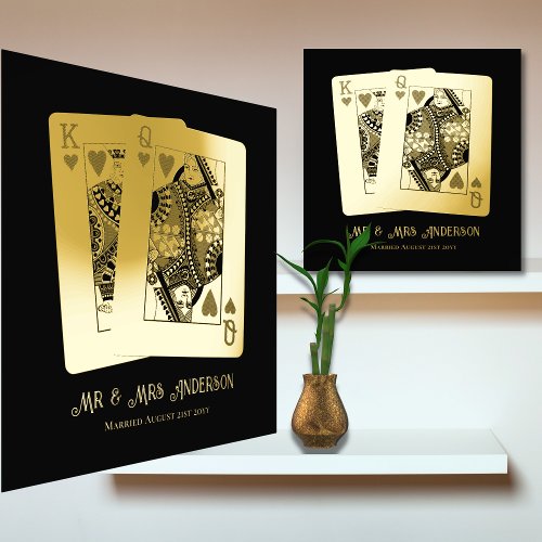 King Queen Playing Cards Newlywed Anniversary Gift Foil Prints