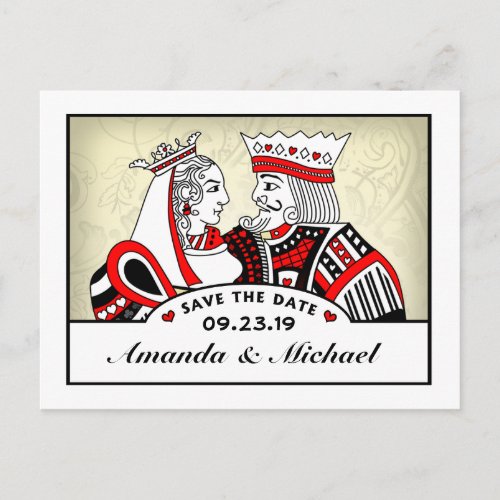 King  Queen Playing Cards Save the Date PostCard