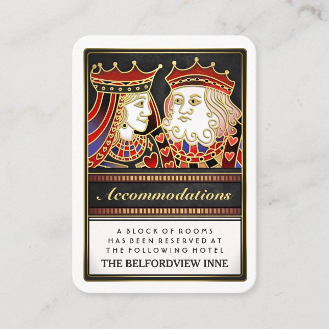 King & Queen Red Wedding Accommodations 2.5 x 3.5 Enclosure Card (Front)