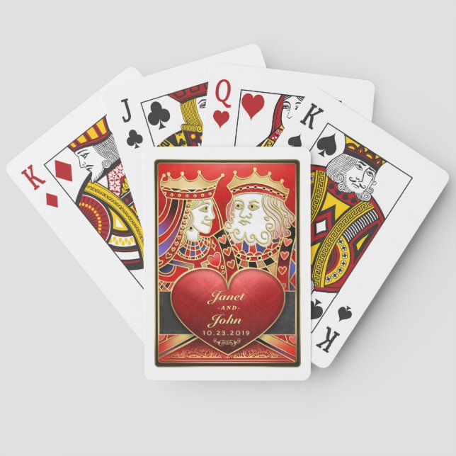 King & Queen Red Wedding Matching Playing Cards (Back)