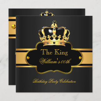 King Queen Royal Black Gold Birthday Men or Women Invitation