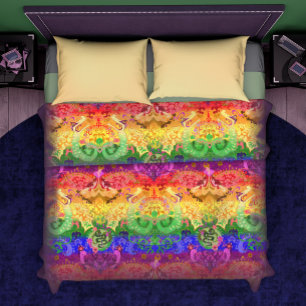 KING Rainbow Dragon Damask - Pride Flag Colors Duvet Cover