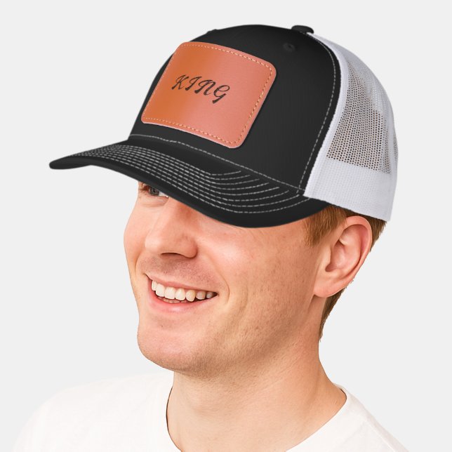  KING Rectangle Patch Stylish-Cap Casual Street Leather Patch Hat (Male)