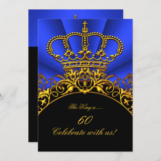 King Regal Queen Gold Royal Blue Birthday Party 2 Invitation