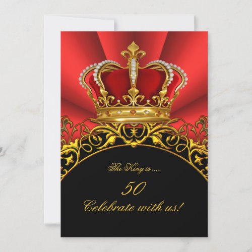 King Regal Red Queen Gold Royal Birthday Party 2 Invitation