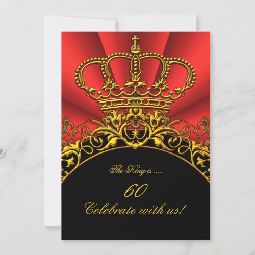 King Regal Red Queen Gold Royal Birthday Party Invitation