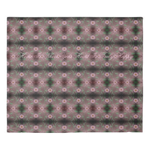 King Reversible Pink Black And Dark Green Duvet Cover