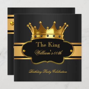 King Royal Black Gold Birthday Party Mens Mans Invitation by Zizzago at Zazzle