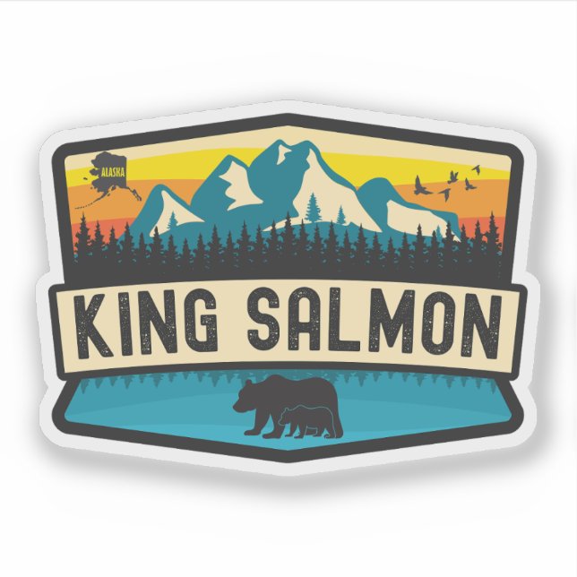 King Salmon, Alaska Sticker (Front)