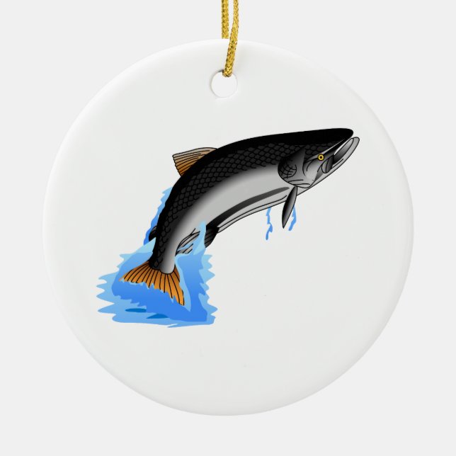 King Salmon Ceramic Ornament (Front)