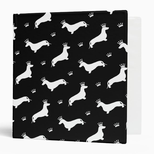 King Short Hair Dachshund - pattern 2 3 Ring Binder (Front/Inside)