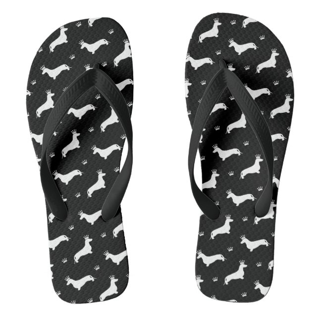 King Short Hair Dachshund - pattern 2 Flip Flops (Footbed)