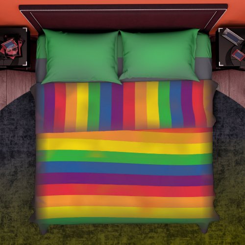 KING Simple Stripe Rainbow _ Pride Flag Colors Duvet Cover
