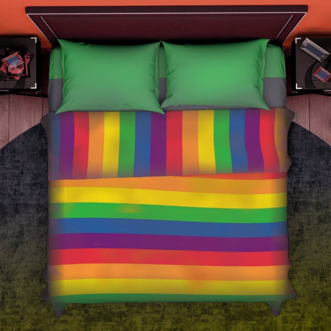 KING Simple Stripe Rainbow - Pride Flag Colors Duvet Cover (Creator Uploaded)