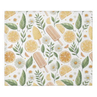 King Size Duvet Cover – Lemon Popsicle & Floral Pa