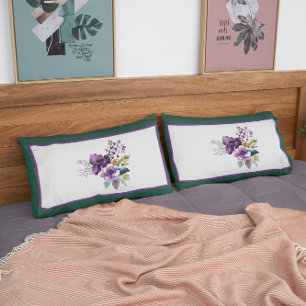 King Size Floral Design Green Purple Pillow Case