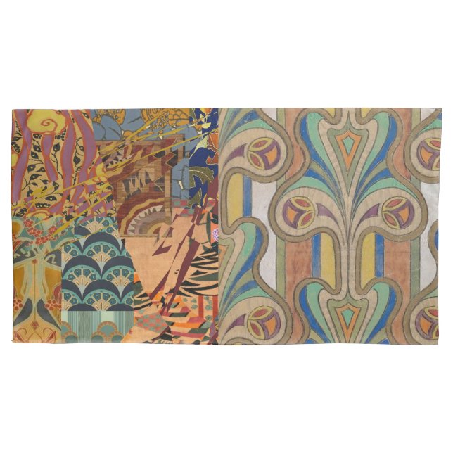 king size pair of pillowcases with art deco design (Front-Left)